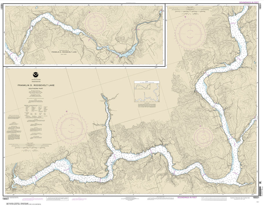 HISTORICAL NOAA Chart 18551: FRANKLIN D. ROOSEVELT LAKE Southern part