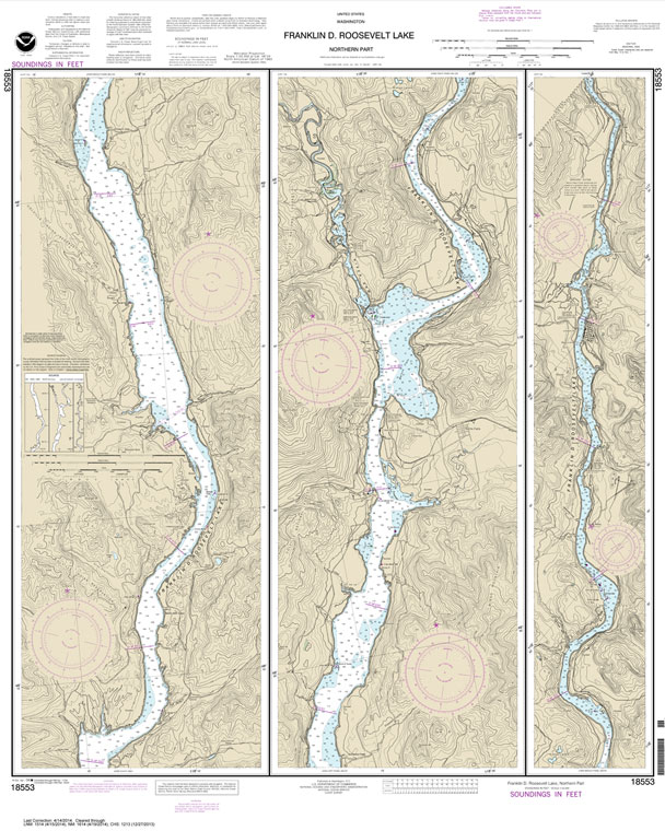 HISTORICAL NOAA Chart 18553: FRANKLIN D. ROOSEVELT LAKE Northern part