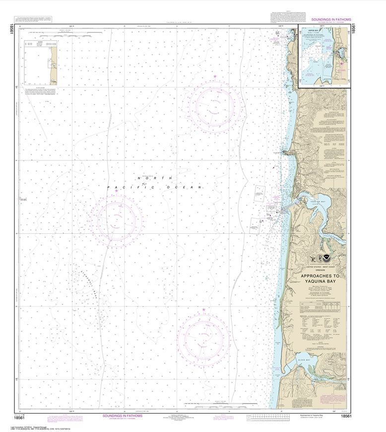 HISTORICAL NOAA Chart 18561: Approaches to Yaquina Bay;Depoe Bay