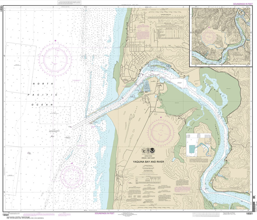 NOAA Chart 18581: Yaquina Bay and River;Continuation of Yaquina River