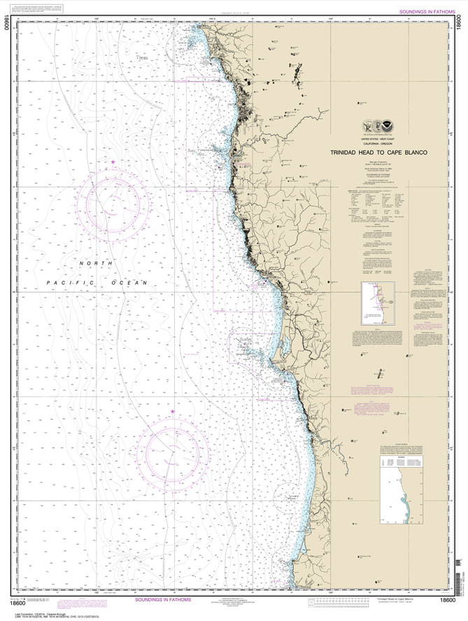 NOAA Chart 18600: Trinidad Head to Cape Blanco