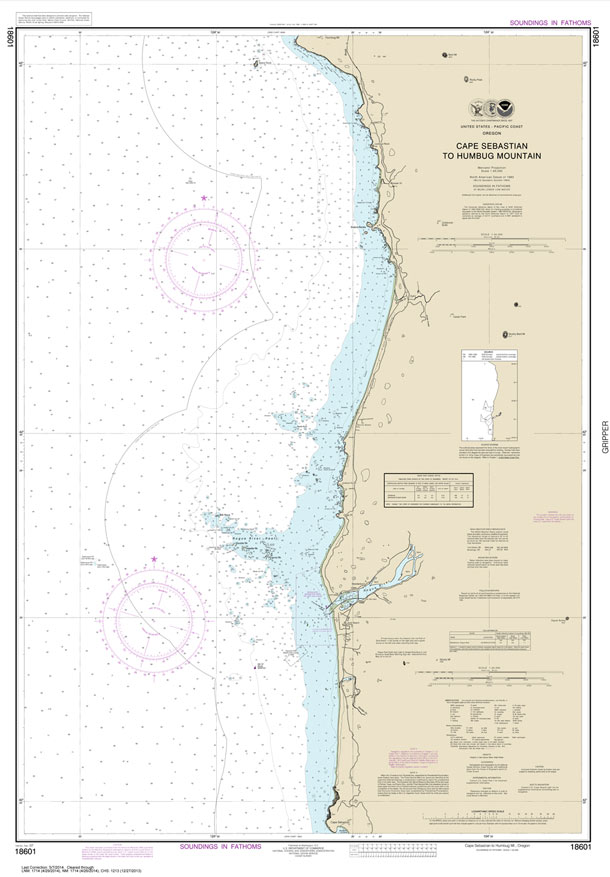NOAA Chart 18601: Cape Sebastian to Humbug Mountain
