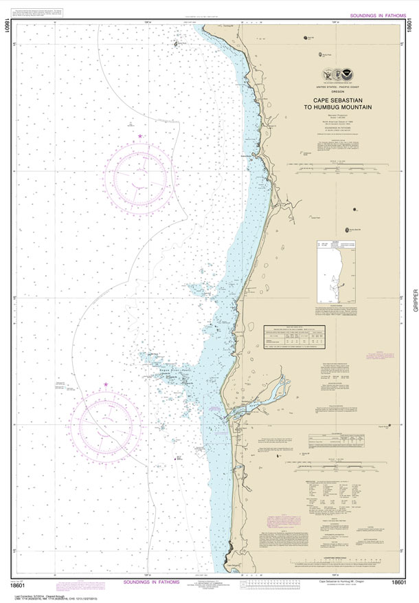 HISTORICAL NOAA Chart 18601: Cape Sebastian to Humbug Mountain
