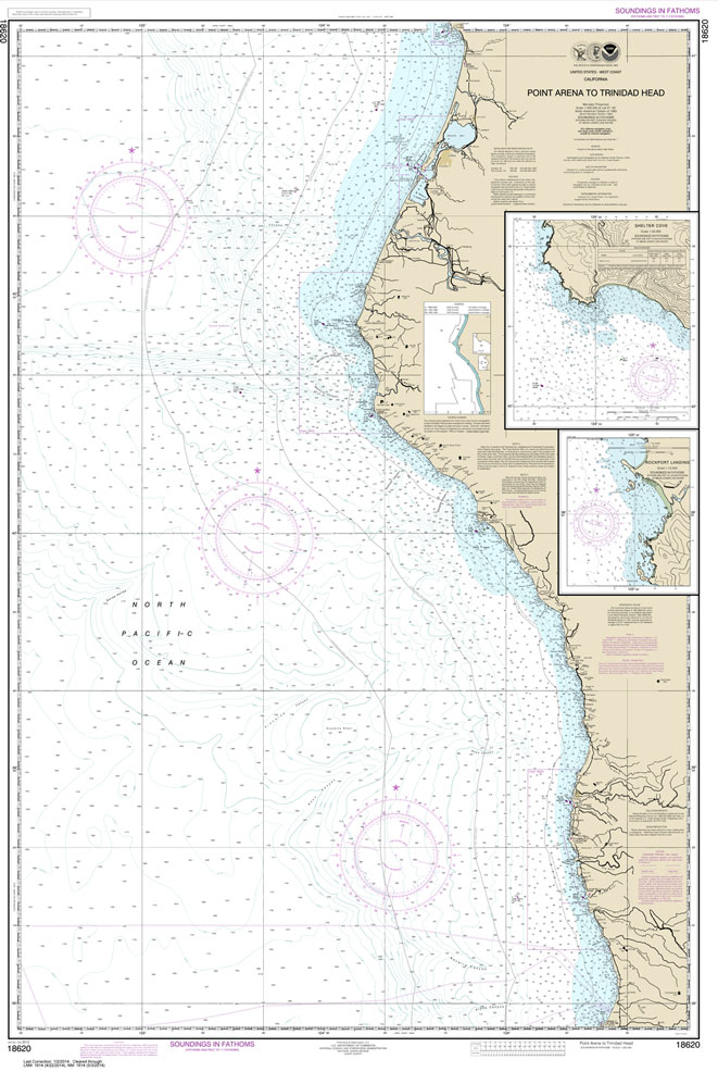 HISTORICAL NOAA Chart 18620: Point Arena to Trinidad Head;Rockport Landing;Shelter Cove