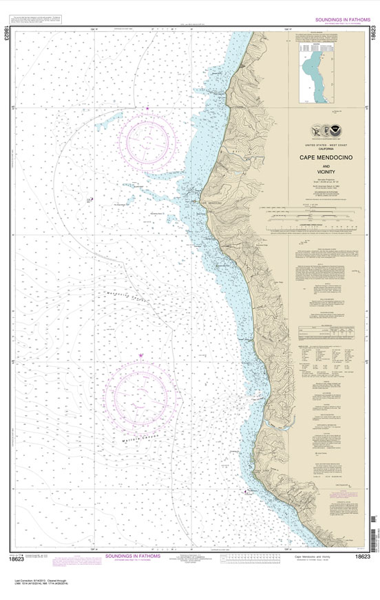 HISTORICAL NOAA Chart 18623: Cape Mendocino and vicinity