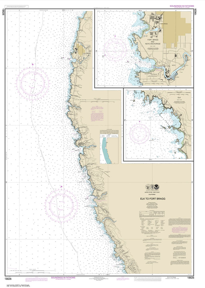 HISTORICAL NOAA Chart 18626: Elk to Fort Bragg;Fort Bragg and Noyo Anchorage;Elk