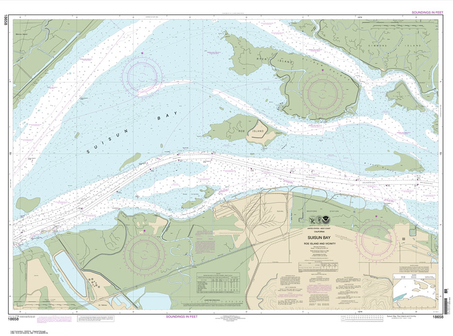 HISTORICAL NOAA Chart 18658: SUISUN BAY-Roe Island and vicinity