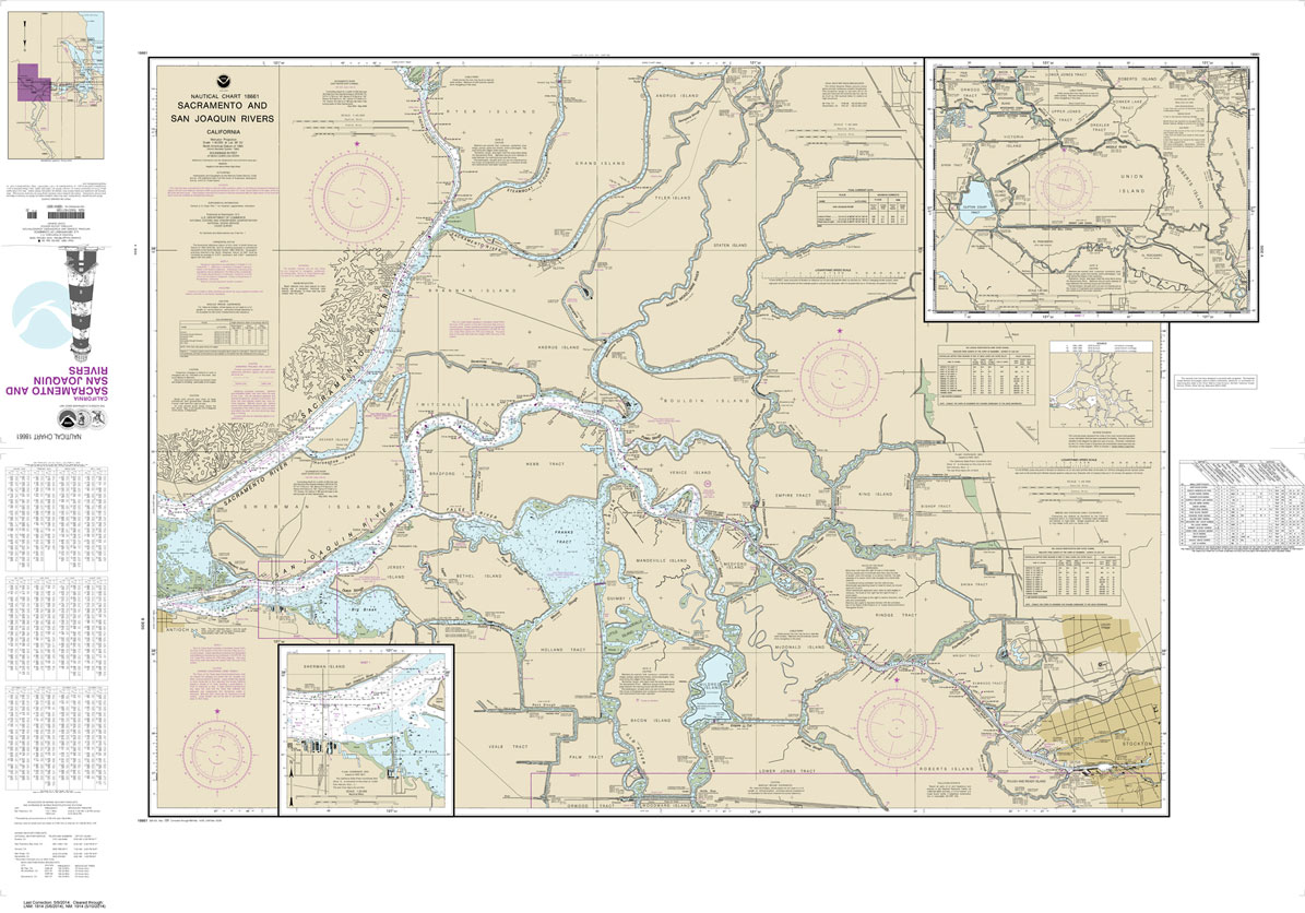 HISTORICAL NOAA Chart 18661: Sacramento and San Joaquin Rivers Old River: Middle River and San Joaquin River extension;Sherman Island