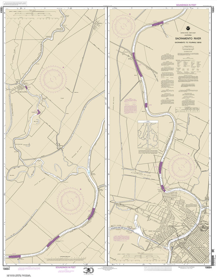 HISTORICAL NOAA Chart 18664: Sacramento River Sacramento to Fourmile Bend