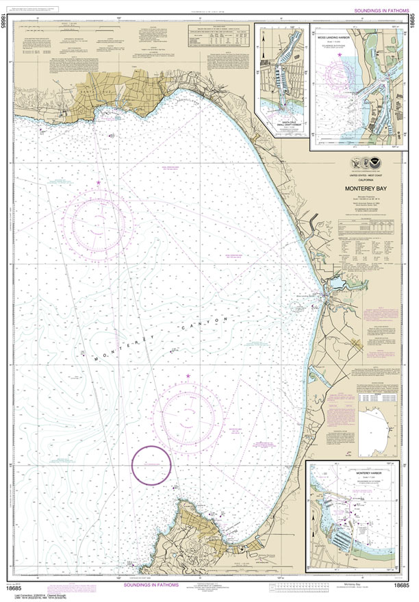NOAA Chart 18685: Monterey Bay;Monterey Harbor;Moss Landing Harbor;Santa Cruz Small Craft Harbor