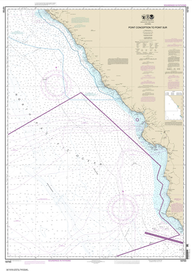 HISTORICAL NOAA Chart 18700: Point Conception to Point Sur