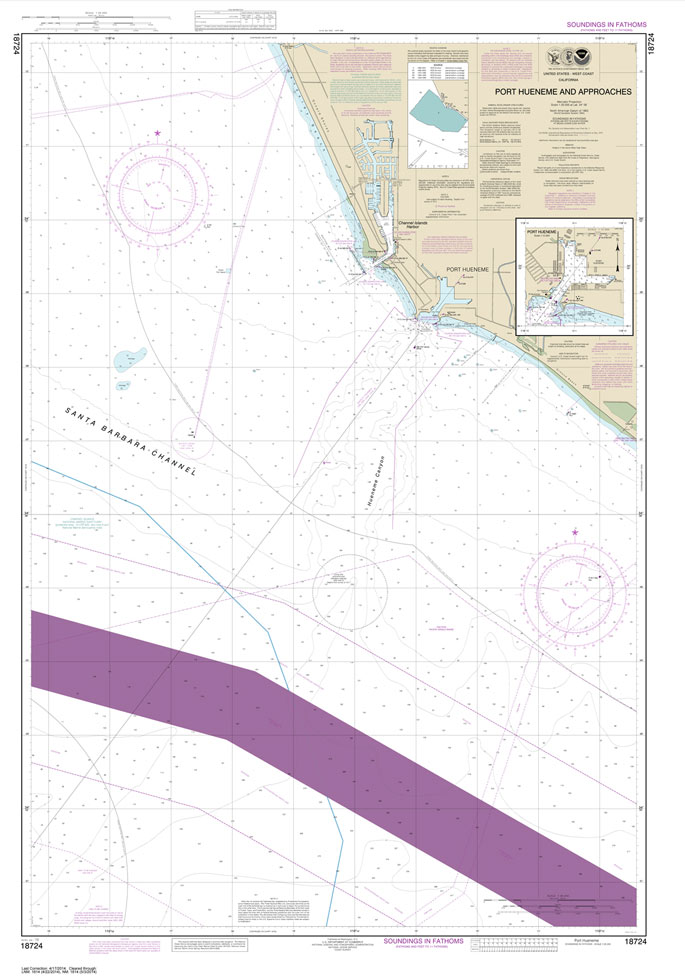 HISTORICAL NOAA Chart 18724: Port Hueneme And Approaches;Port Hueneme