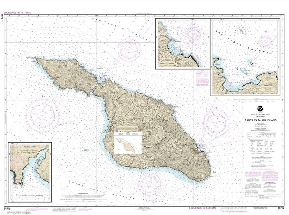 HISTORICAL NOAA Chart 18757: Santa Catalina Island;Avalon Bay;Catalina Harbor;Isthmus Cove