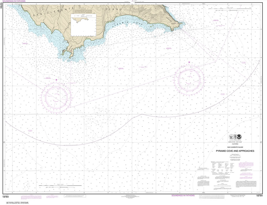 HISTORICAL NOAA Chart 18764: San Clemente Island Pyramid Cove and approaches