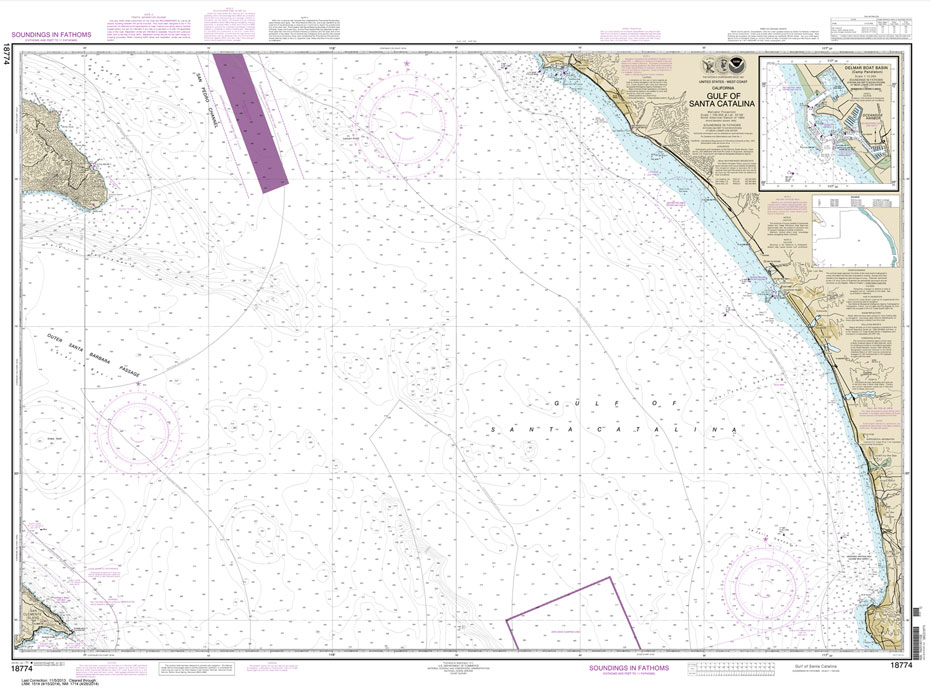 HISTORICAL NOAA Chart 18774: Gulf of Santa Catalina;Delmar Boat Basin-Camp Pendleton
