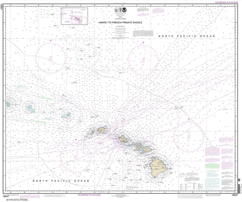 HISTORICAL NOAA Chart 19007: Hawai'i to French Frigate Shoals