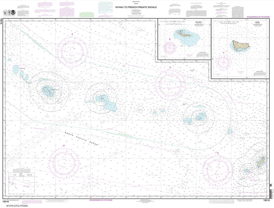 HISTORICAL NOAA Chart 19016: Ni'ihau to French Frigate Shoals;Necker Island;Nihoa