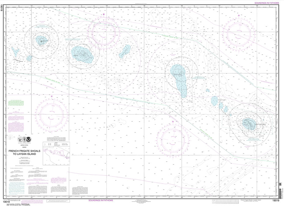 HISTORICAL NOAA Chart 19019: French Frigate Shoals to Laysan Island