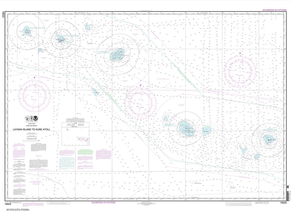HISTORICAL NOAA Chart 19022: Laysan Island to Kure Atoll