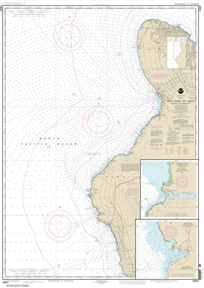 HISTORICAL NOAA Chart 19327: West Coast of Hawai'i Cook Point to Upolu Point;Keauhou Bay;Honokohau Harbor
