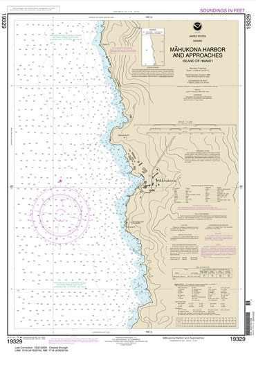 HISTORICAL NOAA Chart 19329: Mahukona Harbor and approaches Island Of Hawai'i