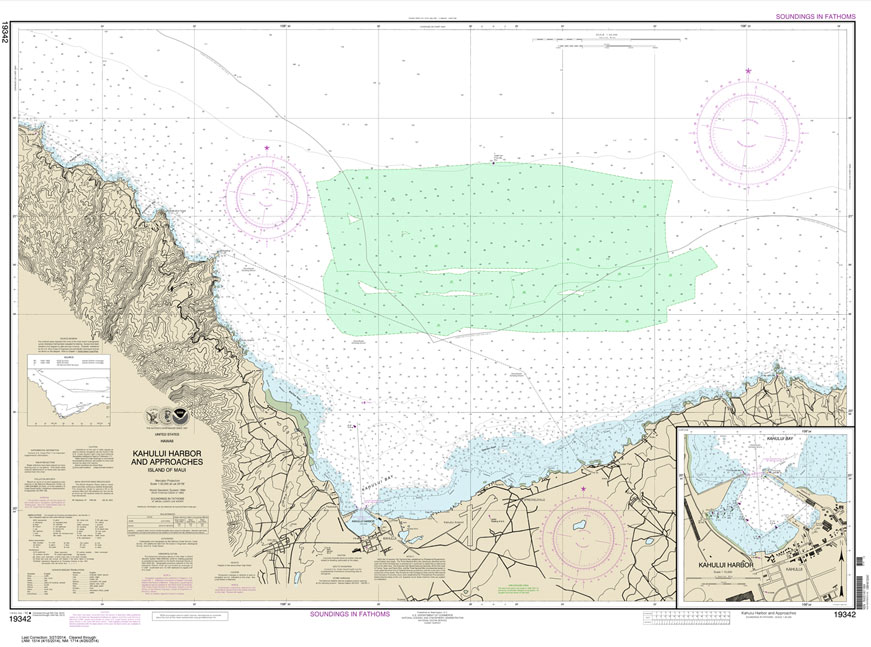 HISTORICAL NOAA Chart 19342: Kahului Harbor and approaches;Kahului Harbor