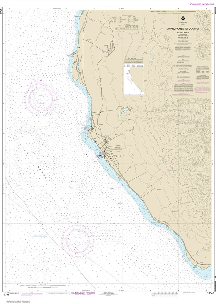 HISTORICAL NOAA Chart 19348: Approaches to Lahaina: Island of Maui