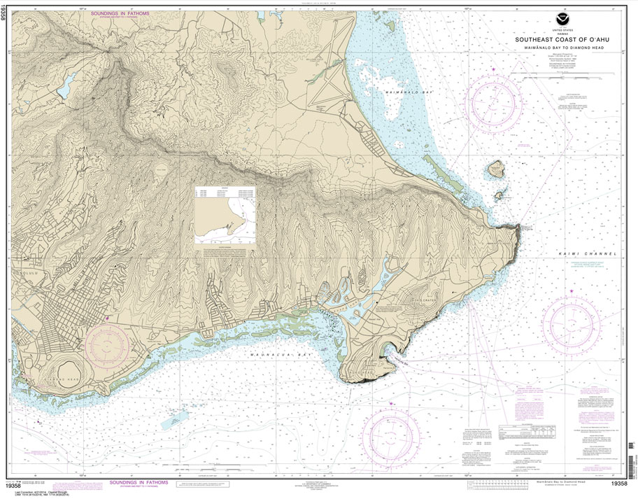 NOAA Chart 19358: Southeast Coast of O'ahu Waimanalo Bay to Diamond Head