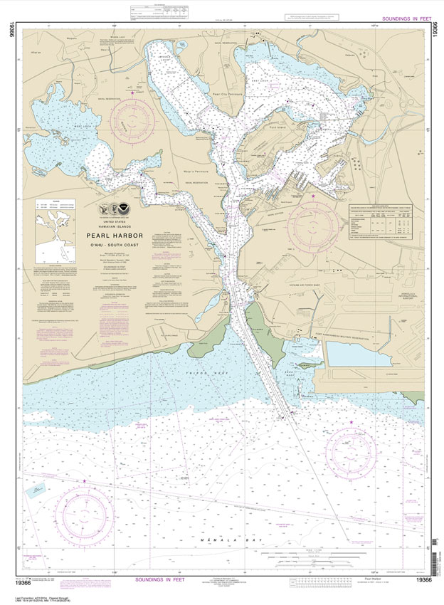 NOAA Chart 19366: Pearl Harbor O'ahu South Coast