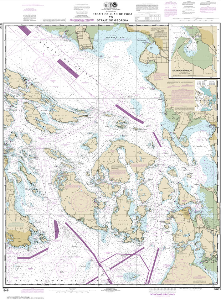HISTORICAL NOAA Chart 18421: Strait of Juan de Fuca to Strait of Georgia;Drayton Harbor
