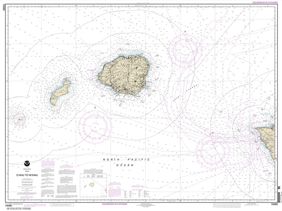 HISTORICAL NOAA Chart 19380: O'ahu to Ni'ihau