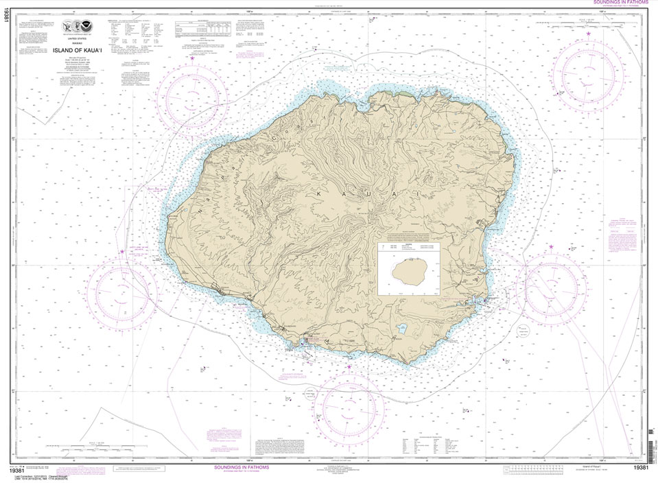 HISTORICAL NOAA Chart 19381: Island of Kaua'i