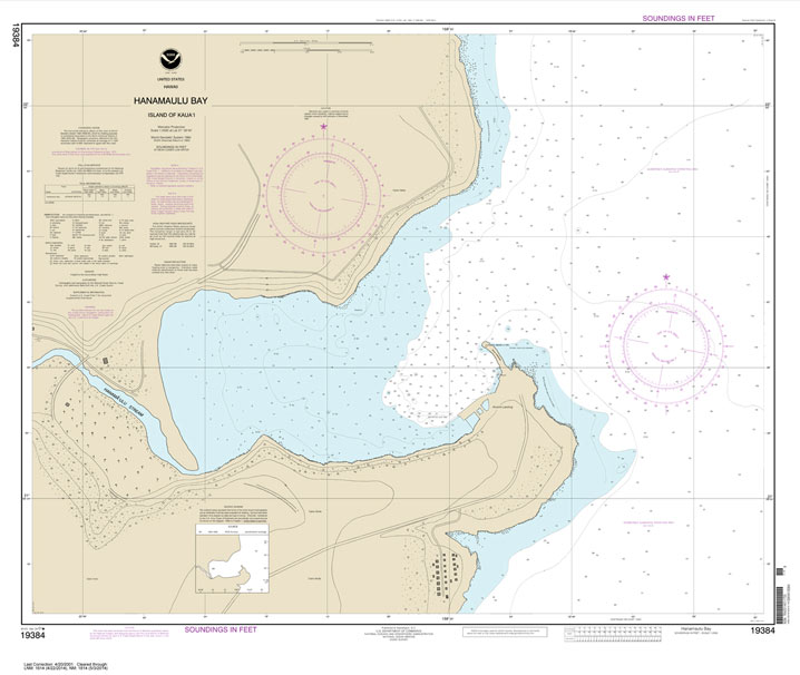 HISTORICAL NOAA Chart 19384: Hanamaulu Bay Island of Kaua'i