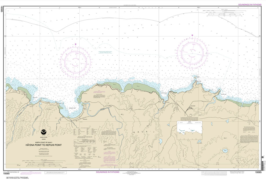 HISTORICAL NOAA Chart 19385: North Coast of Kaua'i Ha'ena Point to Kepuhi Point