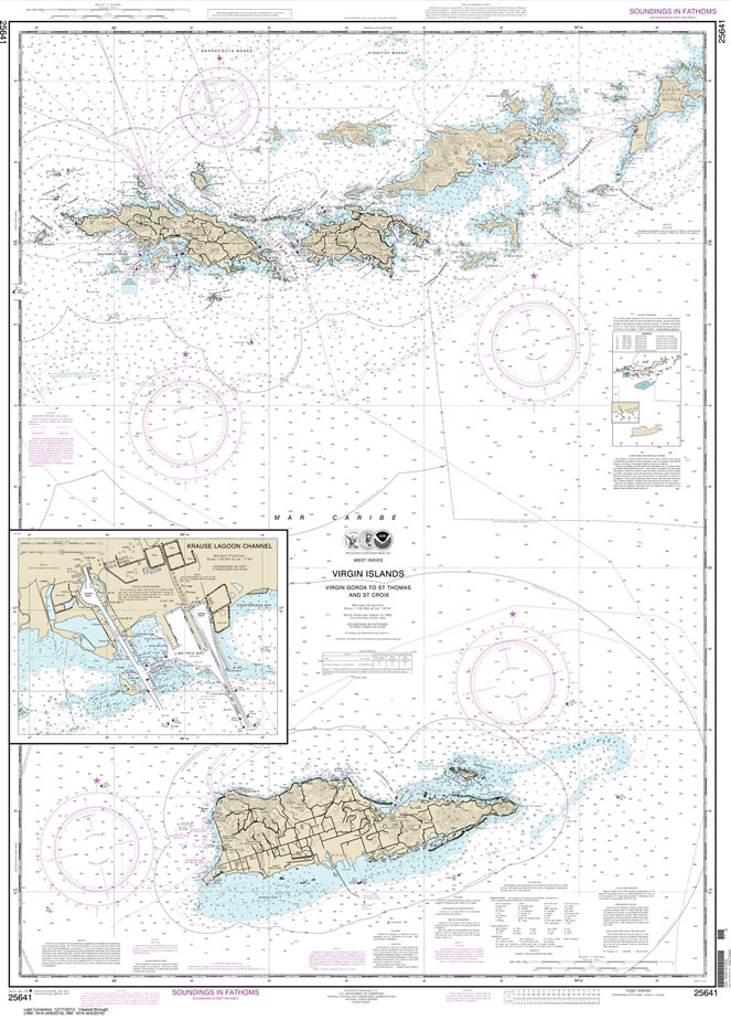 HISTORICAL NOAA Chart 25641: Virgin Islands-Virgin Gorda to St. Thomas and St. Croix;Krause Lagoon Channel