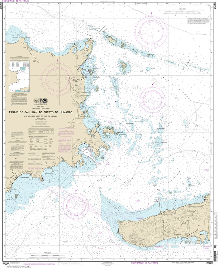 HISTORICAL NOAA Chart 25663: Pasaje de San Juan to Puerto de Humacao and Western Part of lsla de Vieques