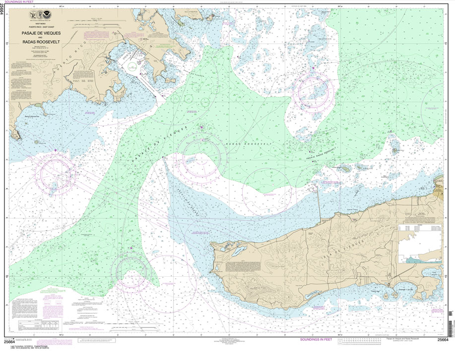 HISTORICAL NOAA Chart 25664: Pasaje de Vieques and Radas Roosevelt