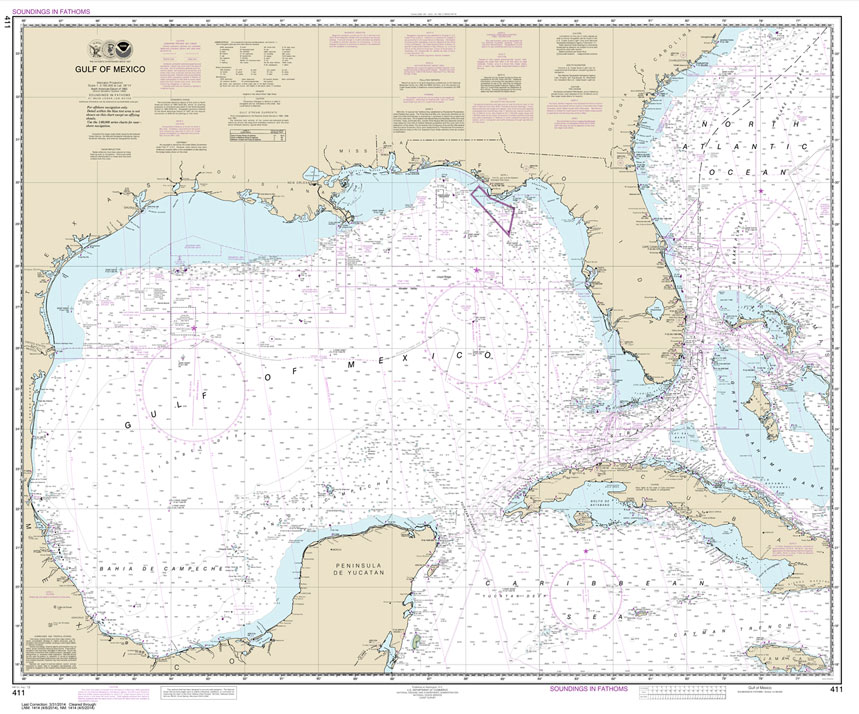 NOAA Chart 411: Gulf of Mexico