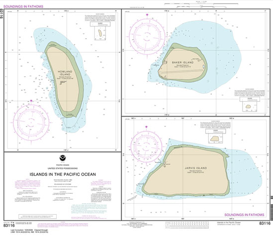 HISTORICAL NOAA Chart 83116: Islands in the Pacific Ocean-Jarvis: Bake and Howland Islands