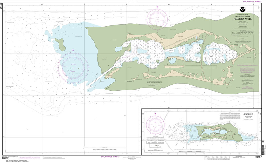 HISTORICAL NOAA Chart 83157: Palmyra Atoll;Approaches to Palmyra Atoll