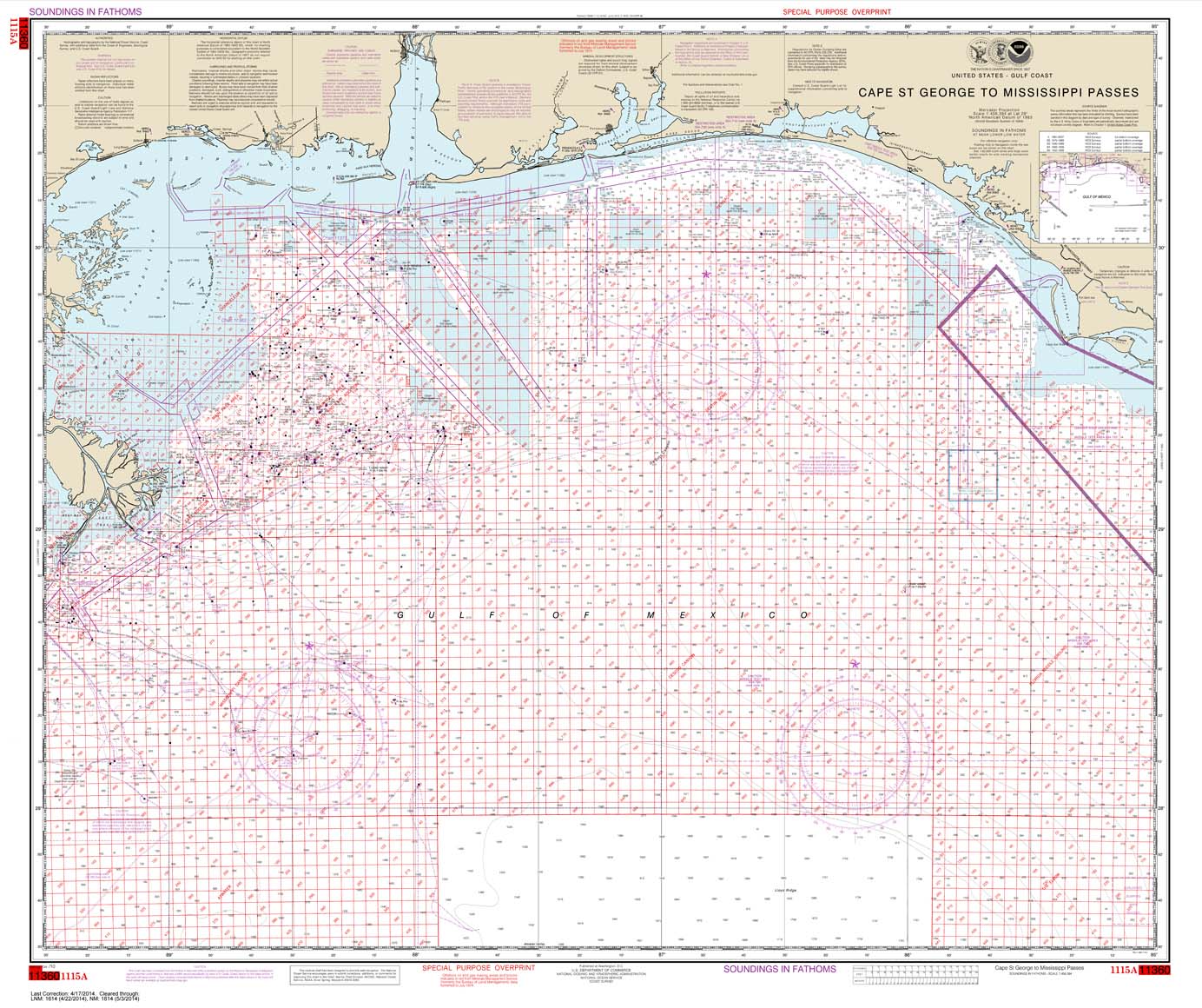 HISTORICAL NOAA Chart 1115A: Cape St. George to Mississippi Passes (Oil and Gas Leasing Areas)