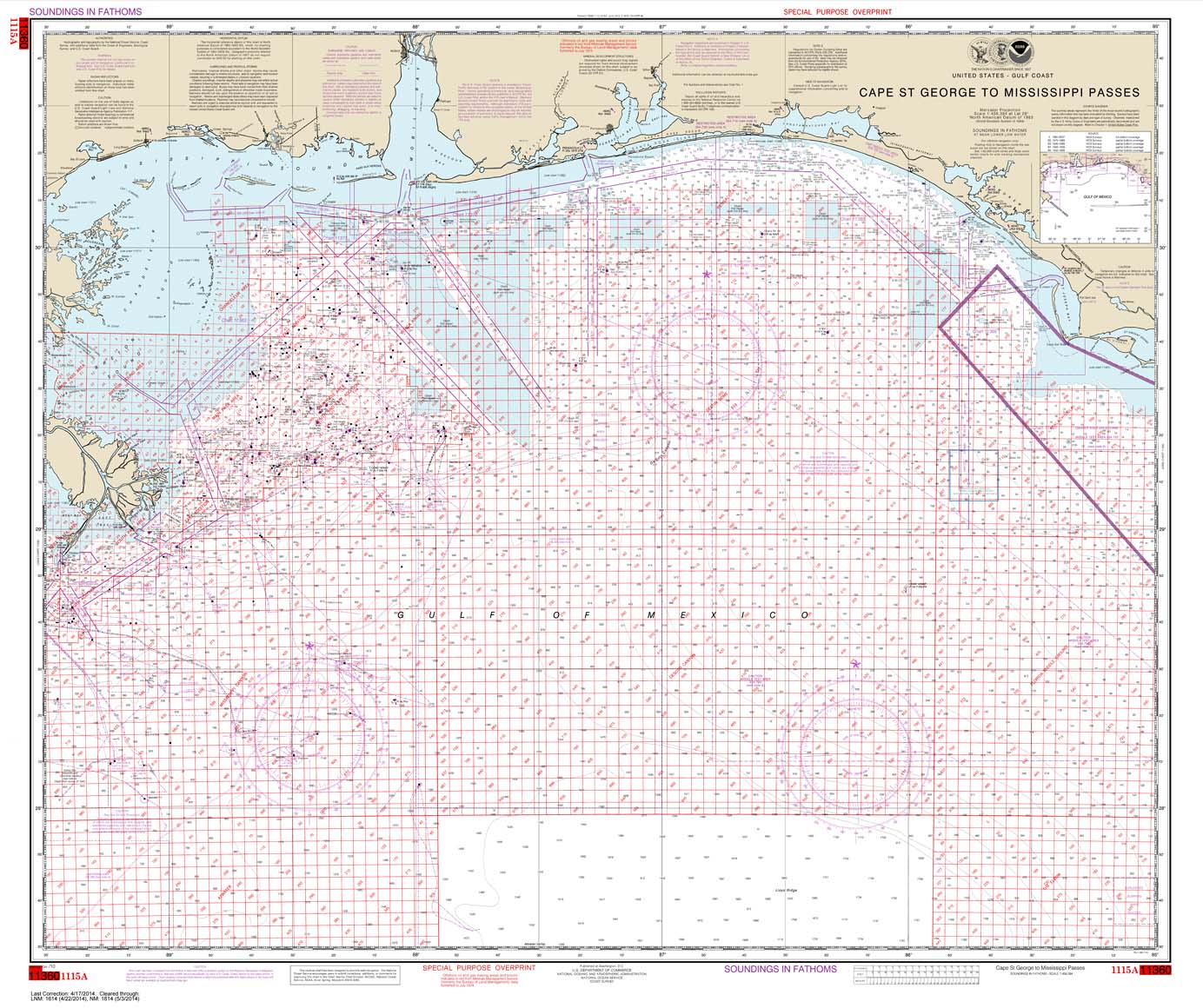 NOAA Chart 1115A: Cape St. George to Mississippi Passes (Oil and Gas Leasing Areas)