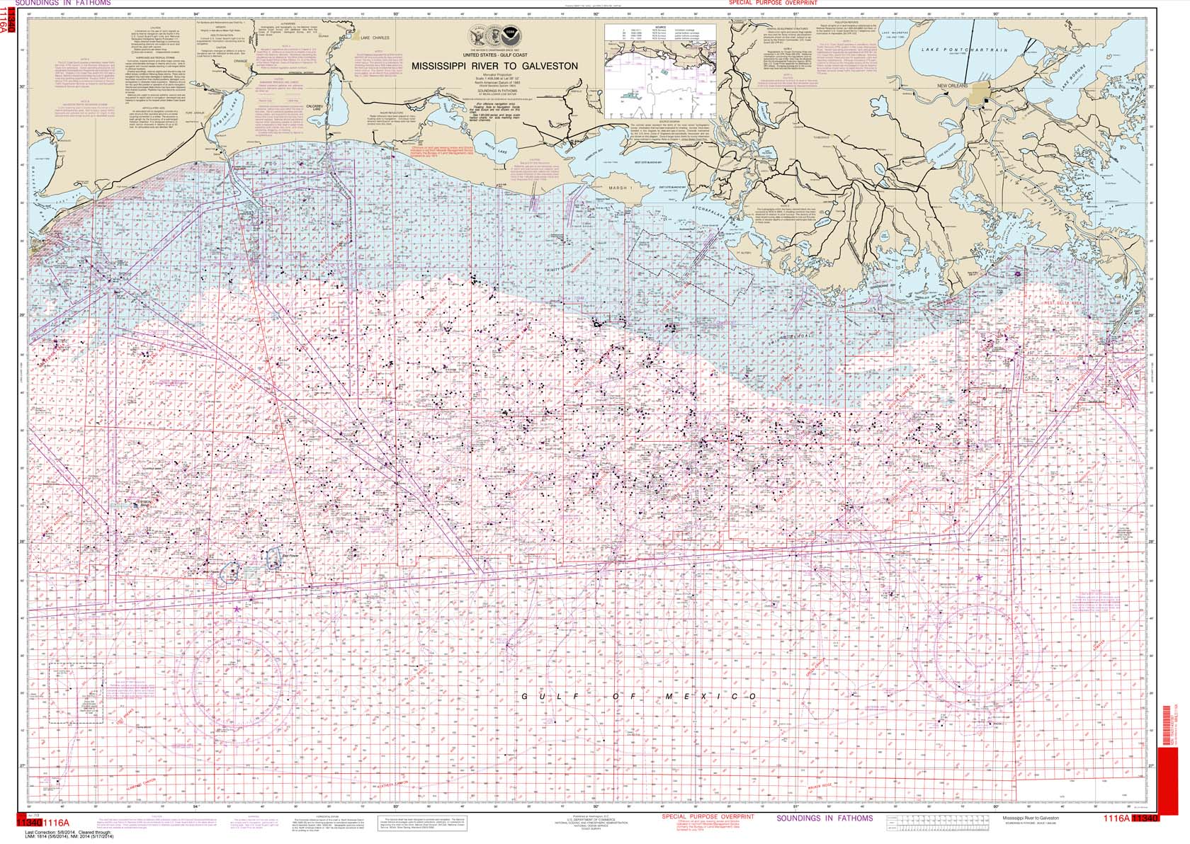 NOAA Chart 1116A: Mississippi River to Galveston (Oil and Gas Leasing Areas)