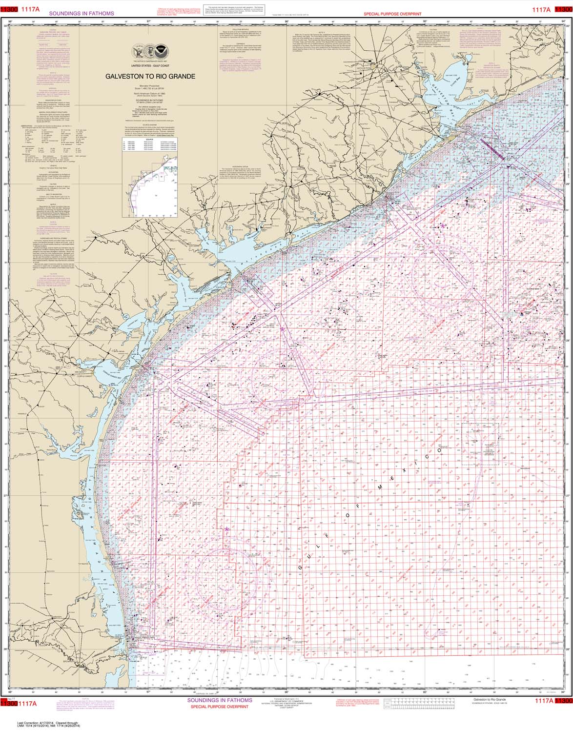 HISTORICAL NOAA Chart 1117A: Galveston to Rio Grande (Oil and Gas Leasing Areas)
