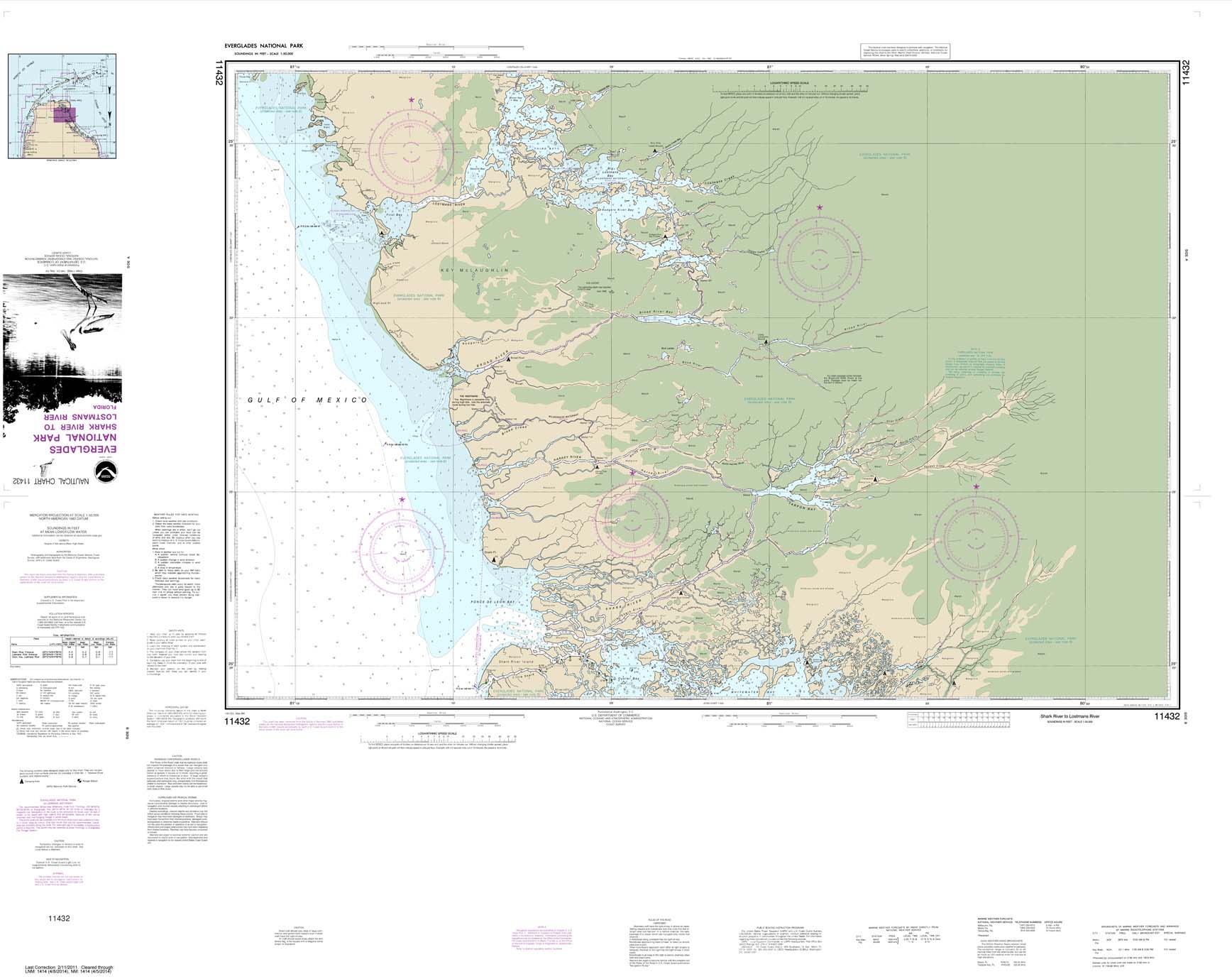 HISTORICAL NOAA Chart 11432: Everglades National Park Shark River to Lostmans River