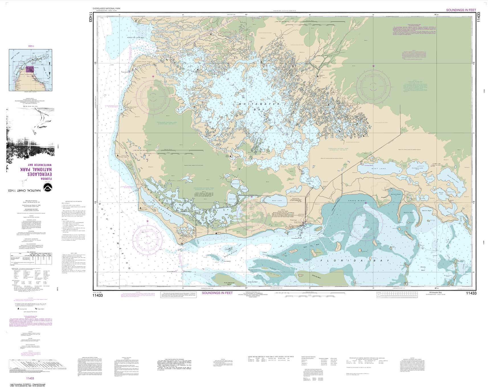 HISTORICAL NOAA Chart 11433: Everglades National Park Whitewater Bay