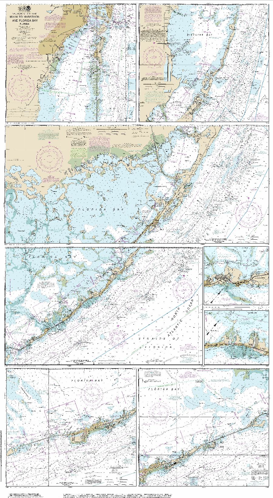 HISTORICAL NOAA Chart 11451: Miami to Marathon and Florida Bay (8 PAGE FOLIO)