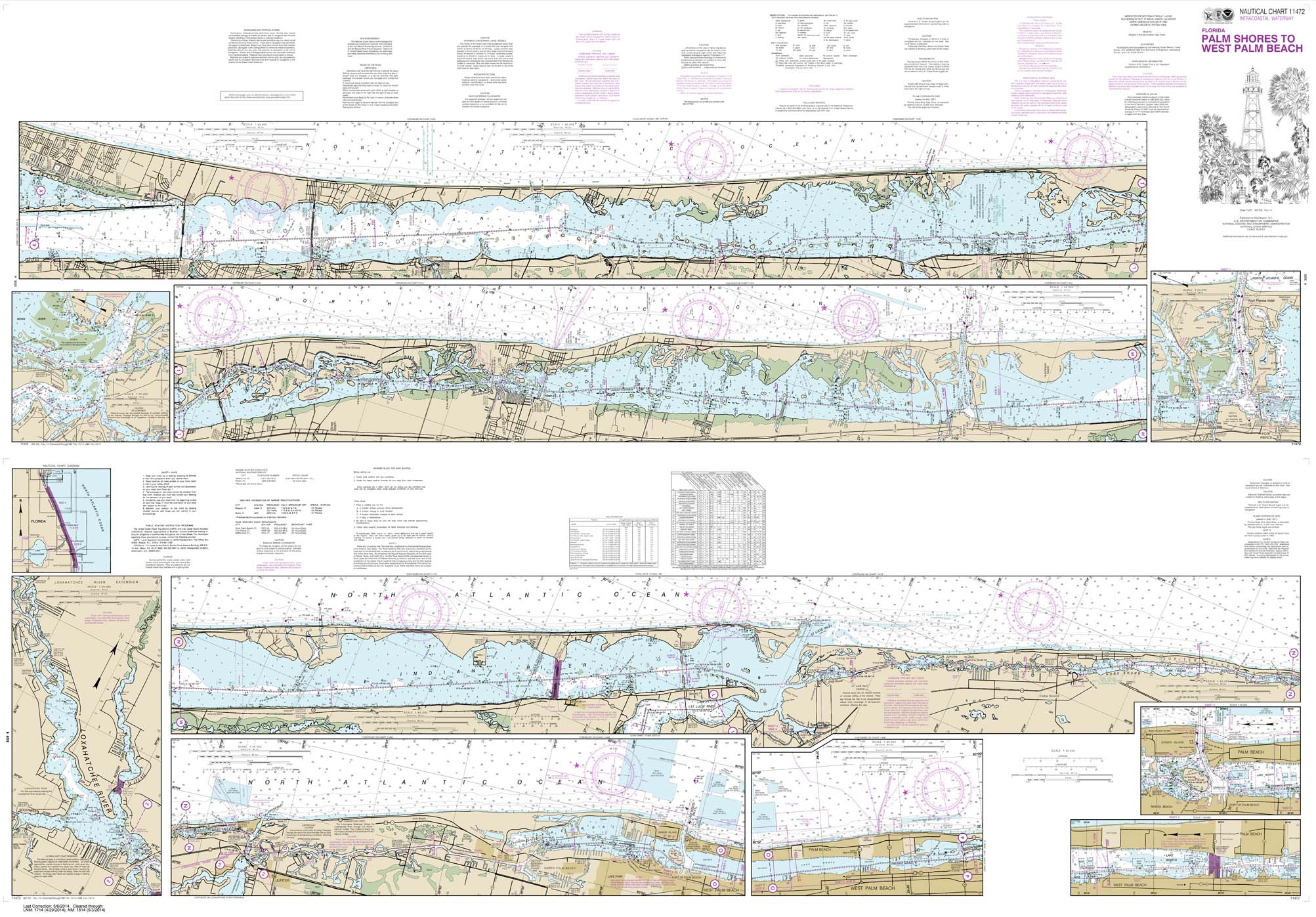 HISTORICAL NOAA Chart 11472: Intracoastal Waterway Palm Shores to West Palm Beach;Loxahatchee River