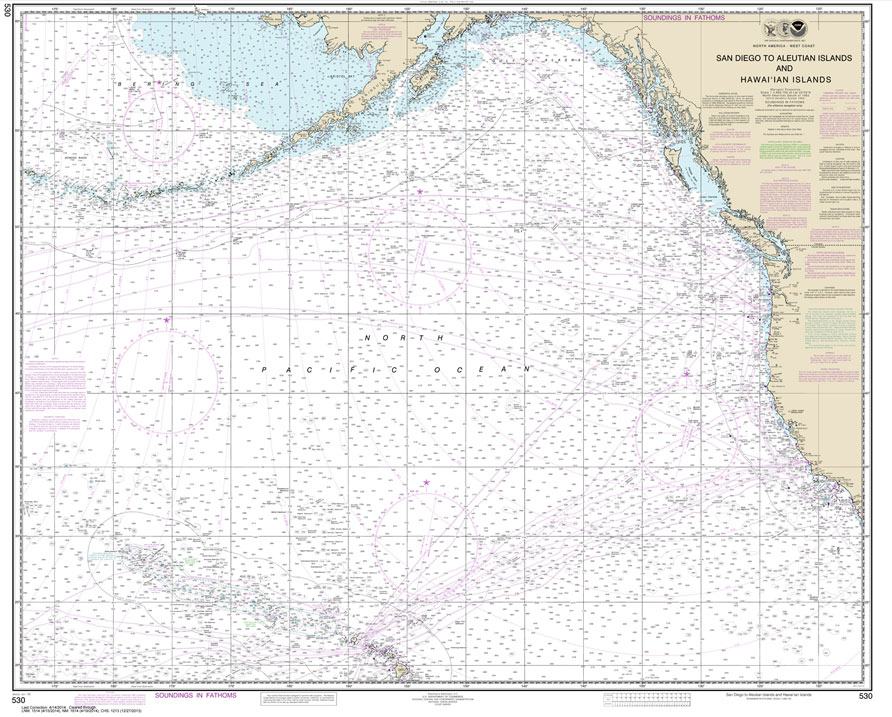 NOAA Chart 530: North America West Coast San Diego to Aleutian Islands and Hawai'ian Islands