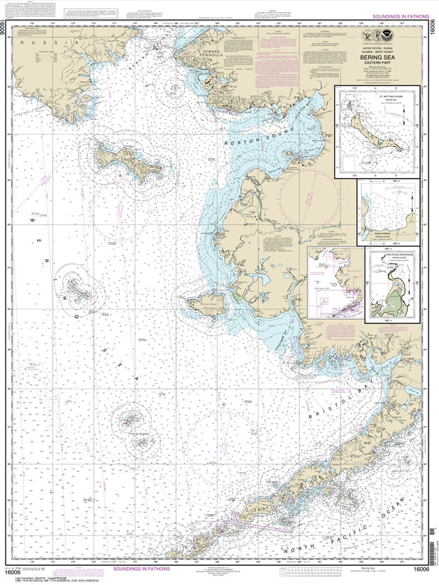 NOAA Chart 16006: Bering Sea-eastern part;St. Matthew Island: Bering Sea;Cape Etolin: Achorage: Nunivak Island